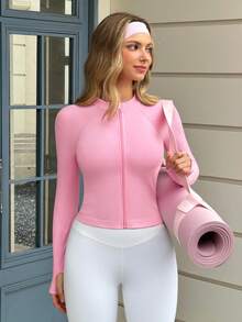 Sovereign Charm Casual Versatile Pink Seamless Sports Jacket - Pink - View 2