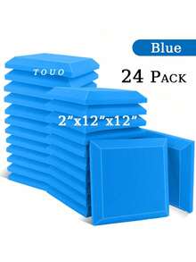 TOUO 6-24 片大号方形斜边吸音泡沫板 12 英寸 x 12 英寸 x 2 英寸/12 英寸 x 12 英寸 x 1.18 英寸，高密度隔音墙板，8 种颜色，工作室和卧室隔音处理，隔音家居配件