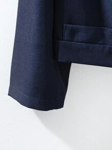 GlowEve 纯色短款3/4袖优雅女士薄款夹克 - 藏蓝色 - 查看 3