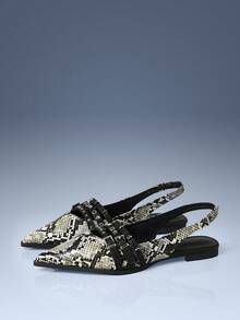 CUCCOO GRLICON New Pointed Toe Buckle Mule Flats Mary Jane Backless Sandals - Black - View 1