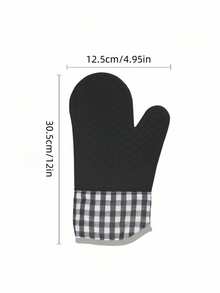 1 件防烫微波炉手套、耐热厨房烘焙手套、耐高温硅胶烤箱手套 - 家庭厨房、防滑厨房用品、节日烹饪礼物，适合家庭和厨房组织 - 黑色 - 查看 2