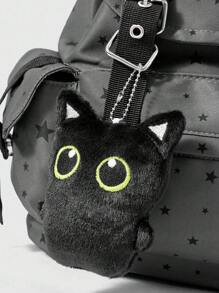 ROMWE Grunge Punk Balo nhiều ngăn màu đen họa tiết chân mèo, xương, ngôi sao phong cách Punk, màu tương phản, thời trang, phù hợp cho cả nam và nữ, dung tích lớn, thích hợp đi làm, đi học - màu đen - Xem 3