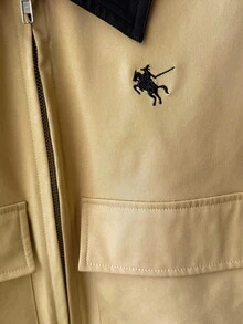 女式卡其色长袖夹克外套，户外休闲拉链开衫，秋季 - 卡其色 - 查看 7