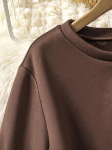 Lacomfia Bluza damska z koronką w jednolitym kolorze, plus size