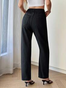 Siren Gaze Women's Summer Fall Autumn Back To School Homecoming Halloween Y2k Cute Streetwear Goth Grunge Techno Birthday Night Out Going Out Club Airport Business Casual Woman Country Vintage Modest Old Money Business Casual Woman Work Clothes Solid Color Minimalist Everyday Rhinestone Decorated Denim Black Jeans Black - Black - View 2