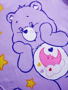 SHEIN X Care Bears 加大码可爱卡通熊星星印花圆领短袖睡裙 - 紫色 - 查看 4