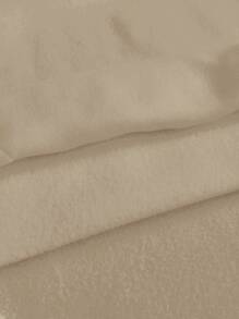 Manfinity Unisex 男士针织休闲宽松长袖卫衣，时尚日常穿着，秋冬季，情侣装 - 淺卡其色 - 查看 4