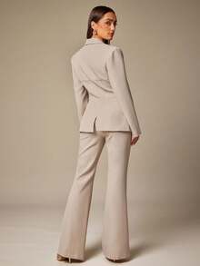 Silquee 女式纯色百搭简约设计休闲裤 - 卡其色 - 查看 3