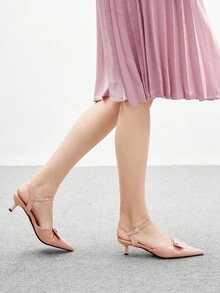 CUCCOO BIZCHIC 粉色新款尖头一脚蹬细高跟女鞋 - 粉色 - 查看 5