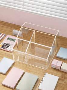1个超吸引笔筒收纳盒，宿舍办公室桌面文具透明网格收纳盒，桌面化妆品收纳盒，铅笔橡皮擦文具收纳笔筒 - 彩色 - 查看 5