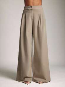 Hauture Old Money Sexy Business Casual Office Pleated Wide Leg Pants For Women Elegant High Waist, Lightweight Work Trousers, Chic Professional Outfit