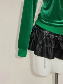 SHEIN ICON Women's Going Out Green Back To School Preppy Casual Colorblocked Patchwork Jacket, Spring/Autumn - Green - View 10