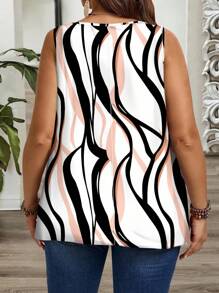 SHEIN CURVE+ Curve Plus Size/Autumn Clothes /Fall Women Clothes/Winter Clothes For Women/Winter ClothesCasual Loose Large Plus Size Vacation Sleeveless Tank Top Suitable For Going Outfall Clothes For Women,Winter,CURVE PLUS - Multicolor - View 2