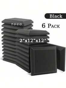 TOUO 6-24 片大号方形斜边吸音泡沫板 12 英寸 x 12 英寸 x 2 英寸/12 英寸 x 12 英寸 x 1.18 英寸，高密度隔音墙板，8 种颜色，工作室和卧室隔音处理，隔音家居配件