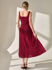 CLARA VERO 女士度假花卉刺绣方领无袖优雅连衣裙