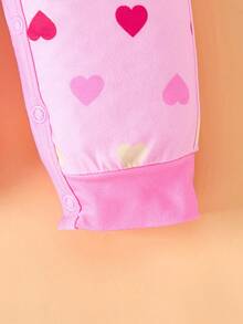 Paul Frank X SHEIN Baby Girl Cute Cartoon Pattern Round Neck Detachable Bib Long Sleeve Knit Comfortable Soft Jumpsuit - Multicolor - View 6