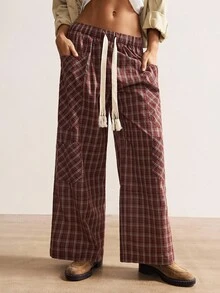 Bohemela 休闲梭织格子低腰宽松女裤 - 彩色 - 查看 4