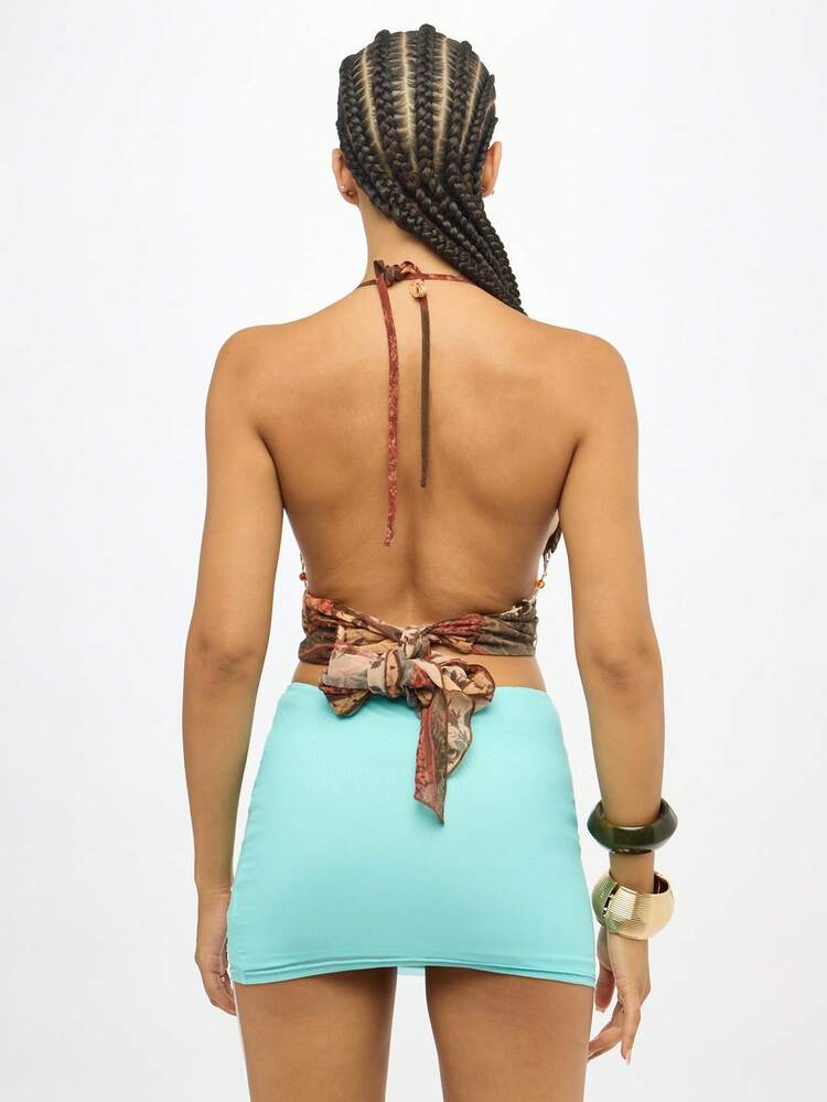 SUMWON WOMEN Crystal Embellished Mesh Mini Skirt With Scattered Jewels