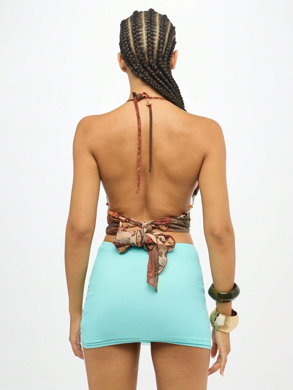 SUMWON Kristall-verzierter Bodycon Minirock Damen Sommer Party Club Tragen Abend Mode Türkis Festival Nachtausgang