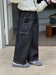 DAZY Quần jeans ống rộng dáng suông đa năng dành cho nữ giới trẻ tuổi. - Rửa tối - Xem 7