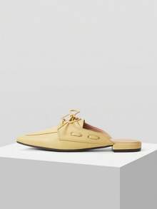 Mnmlis Women's Lace-Up Pointed Toe Backless Flat Casual Shoes - Apricot - View 1