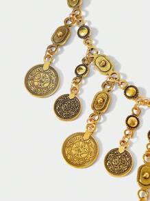 SHECARRY 1pc Vintage Coin Tassel Metal Bag Chain, Bohemian Style Accessory For Vacation, Party