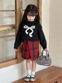 DAZY Young Girls Plaid Korean Style Versatile Autumn/Winter Skirt - Rose Red - View 4