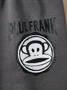Paul Frank X SHEIN 2 piezas Conjunto de sudadera con capucha con cremallera y pantalón de chándal estampado numérico deportivo y casual para niña preadolescente, gris - Gris - Ver 6