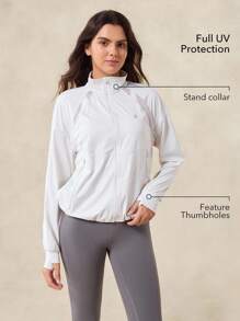 OutZeal 女士防紫外线 UPF50+ 凉爽触感透气网眼防晒夹克日常休闲 - 白色 - 查看 3