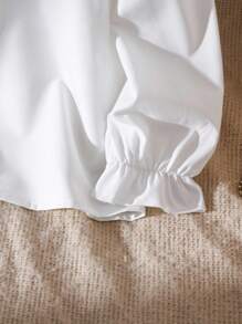 女孩优雅蕾丝边刺绣双层彼得潘领长袖休闲公主衬衫，适合度假、旅行、派对、生日礼物，春秋季 - 白色 - 查看 5