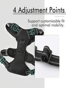 Hundsele, justerbar mjuk vadderad väst, reflekterande oxfordväst med kvävningsskydd, handtag och bilbältesögla (valfritt) – Inkluderar gratis kraftigt koppel på 1,5 meter