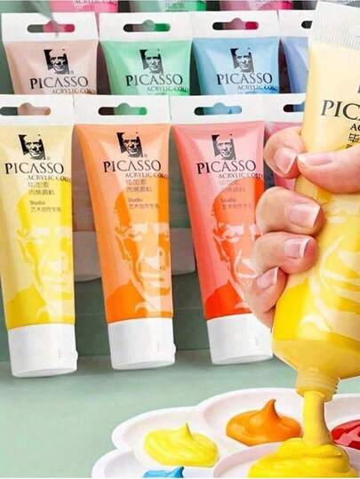 2.54oz Tube Acrylic Paint Waterproof Art Supplies For Hand-Painting Clothes Shoes Walls DIY Creative Graffiti Flower Stone Pebble Painting Ball Shoes Mother's Day Gift For Mom,Back To School,School Supplies