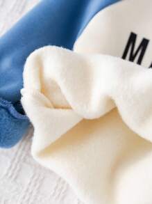 Cozy Pixies 2pcs Baby Boy Letter Print Soft Knit Crew Neck Long Sleeve Sweatshirt And Elastic Waist Pants Set Mamas Boy Outfit Baby Boy Sweatsuit Mommys Boy Baby Clothes Fall Winter - Blue - View 9