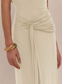 MUSERA 垂褶前襟褶皱长裙，春假粉彩夏季毕业典礼、舞会、优雅伊比沙岛婚礼宾客假日海滩之夜婚礼宾客，优雅约会之夜圣诞节，秋季冬季