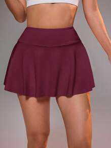 CourtClass Women's Skirt With Pockets, Suitable For Badminton, Tennis, Yoga, Fitness, Running, Marathon Sports - Burgundy - View 5