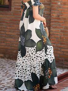 Melissa Matos Women's Fashion Floral Print Off-Shoulder Super Long Dress, Vacation Style Women Dresses Summer African Woman Clothing New Arrivals Women Dress African Dress Dresses For Women Summer Spring,Bohemia - Multicolor - View 6