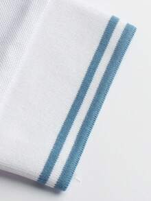 Manfinity Homme Áo thun polo nam tay dài màu tương phản, thường ngày, đi làm, Áo thun polo nam tay dài, Áo thun polo trắng và xanh nam, Áo thun polo nam tay dài, Áo thun polo nam thời trang, Áo thun polo nam mùa hè - trắng - Xem 5