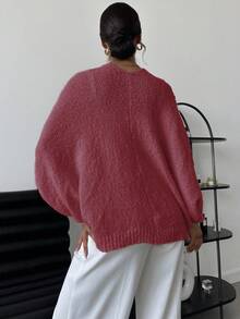 EURMUSE Pulover minimalist elegant, lejer, cu decolteu în V încrucișat pentru femei