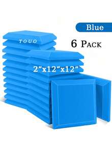 TOUO 6-24 片大号方形斜边吸音泡沫板 12 英寸 x 12 英寸 x 2 英寸/12 英寸 x 12 英寸 x 1.18 英寸，高密度隔音墙板，8 种颜色，工作室和卧室隔音处理，隔音家居配件