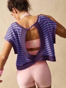 VARSIVA Casual Striped Sports Tank In Multicolor Knitted Fabric With Round Neck And Regular Length - Multicolor - View 7