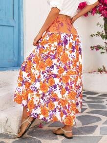 Vivid Eden Gonna casual con stampa floreale e volant sul fondo per donne - Multicolore - Visualizzare 2