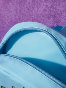 Nick 90s | SHEIN 1pc Cute Cartoon Pattern Printed Polyester Backpack, Toddler Backpack, Preschool Age 3+, Adjustable Straps, Suitable For Boys And Girls - Baby Blue - View 5