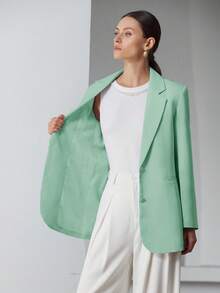 EURMUSE Decor Pocket Single Breasted Blazer Workwear  - Mint Green - View 8