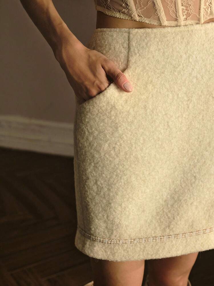 TWEED SLANT POCKET SKIRT