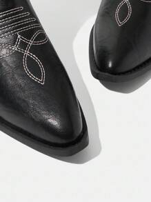 Styleloop 新款女式欧美风马靴，厚底防滑耐用，刺绣工艺，柔软舒适，波西米亚风装扮，美式复古风，波西米亚风，西部音乐节，派对，圣诞节，万圣节装扮 - 黑色 - 查看 9