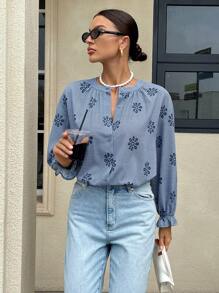 Siren Gaze Women's Casual Commuting Plaid Embroidery Shirt Winter Spring - Multicolor - View 5