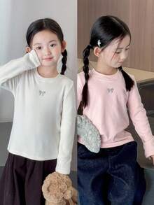 DAZY Young Girls Crew Neck Knit Fleece T-Shirt, Fall,Winter - Multicolor - View 14