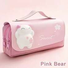 1 件可爱小学生多功能大容量可拆卸甜甜圈形减压铅笔盒返校、铅笔袋、书包 - 粉色 - 查看 15