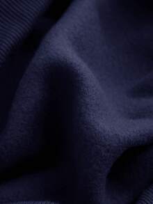 SHEIN Girlism 少女海军蓝连帽短款高腰长袖休闲纯色运动衫 - 藏蓝色 - 查看 3