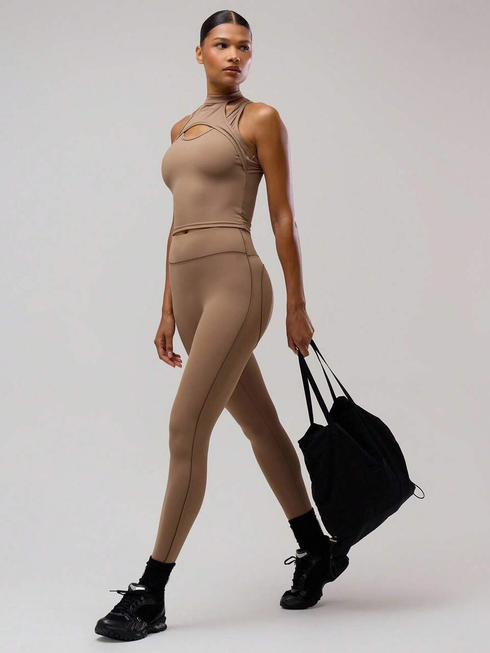 Active High Waist Contrast Detail Acitve Leggings Gymwear Seamless Fitness Desert Runner